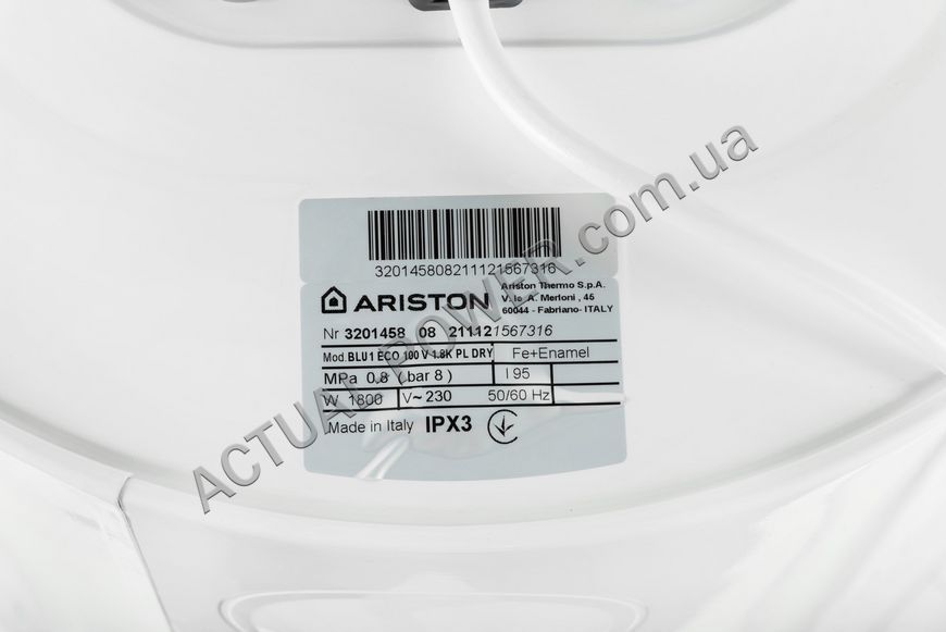 Водонагрівач Ariston BLU1 ECO 100 V 1,8K PL DRY 178015 фото